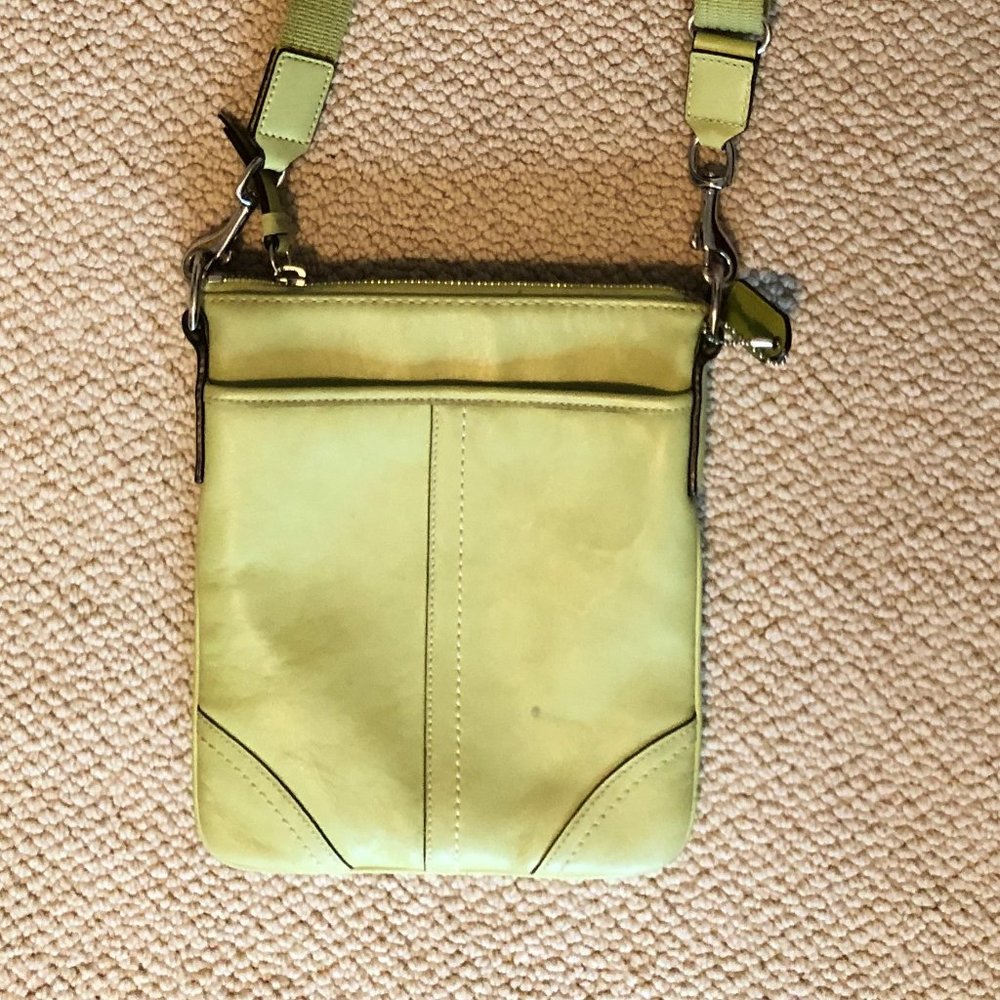 Lime Leather Coach Crossbody Bag